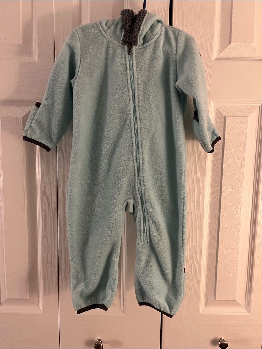 Cozy Light Blue Columbia Toddler Fleece Hooded One-Piece